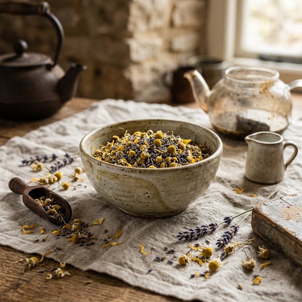 Sacred Calm chamomile and lavender herbal tea blend